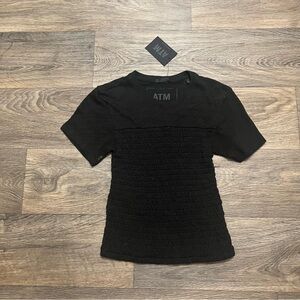 NEW ATM Anthony Thomas Melillo Flocked Tee Short-Sleeve Black Size Small NWT